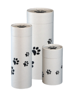 white scatter tube wiht black paw print white scatter tube with black paw print